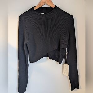 BNWT Joie Black Long Sleeve Two Layer Sweater Size Large